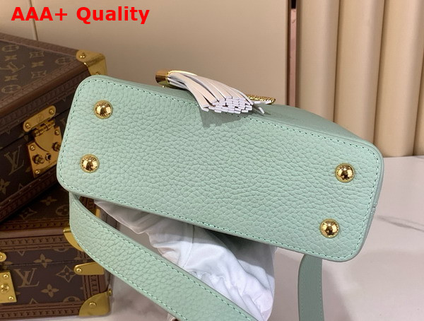 Louis Vuitton Capucines Mini Handbag in Jade Green Taurillon Leather with Tassel Charm M15157 Replica