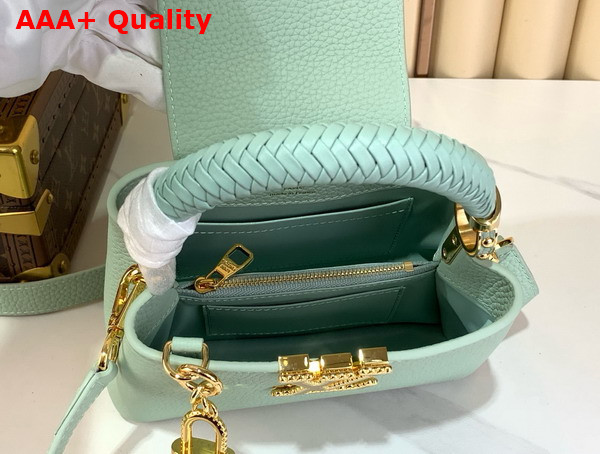 Louis Vuitton Capucines Mini Handbag in Jade Green Taurillon Leather with Tassel Charm M15157 Replica
