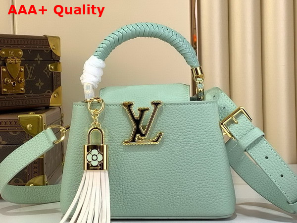 Louis Vuitton Capucines Mini Handbag in Jade Green Taurillon Leather with Tassel Charm M15157 Replica
