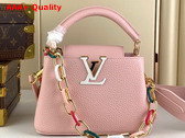 Louis Vuitton Capucines Mini Handbag in Jasmine Pink Taurillon Leather with Multicolored Chain M21643 Replica