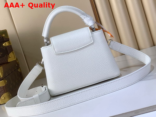 Louis Vuitton Capucines Mini Handbag in Lily White Calf Pirita Leather with Embroidered Sequins M25934 Replica