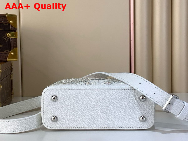 Louis Vuitton Capucines Mini Handbag in Lily White Calf Pirita Leather with Embroidered Sequins M25934 Replica