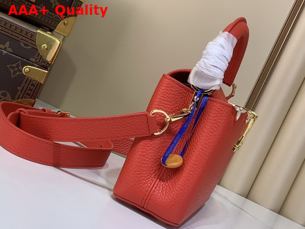 Louis Vuitton Capucines Mini Handbag in Lipstick Red Taurillon Leather Adorned with an Iconic Flower Crown and Signature LV Initials M28899 Replica