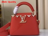 Louis Vuitton Capucines Mini Handbag in Lipstick Red Taurillon Leather Adorned with an Iconic Flower Crown and Signature LV Initials M28899 Replica