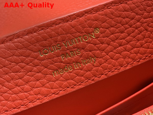 Louis Vuitton Capucines Mini Handbag in Lipstick Red Taurillon Leather Adorned with an Iconic Flower Crown and Signature LV Initials M28899 Replica