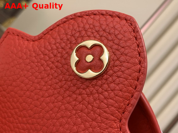 Louis Vuitton Capucines Mini Handbag in Lipstick Red Taurillon Leather Adorned with an Iconic Flower Crown and Signature LV Initials M28899 Replica
