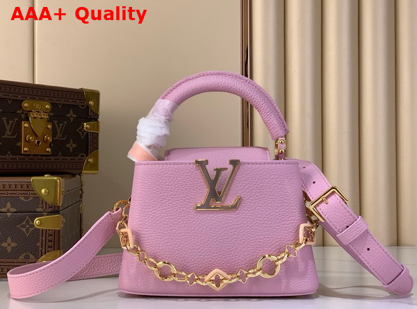 Louis Vuitton Capucines Mini Handbag in Marshmallow Pink Taurillon Leather Part of the Harmony Collection Replica