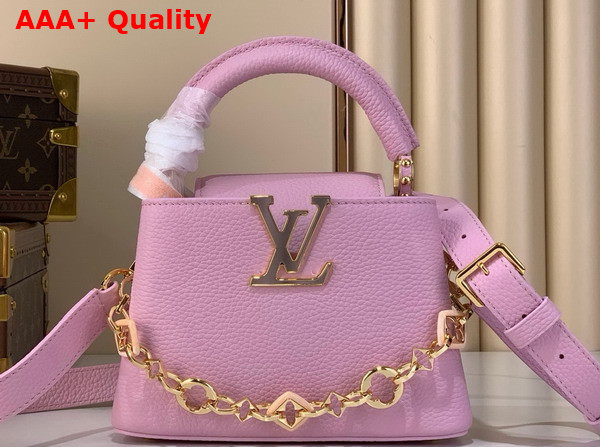 Louis Vuitton Capucines Mini Handbag in Marshmallow Pink Taurillon Leather Part of the Harmony Collection Replica