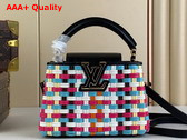 Louis Vuitton Capucines Mini Handbag in Multicolor Coated Canvas Woven with Thin Bands Replica