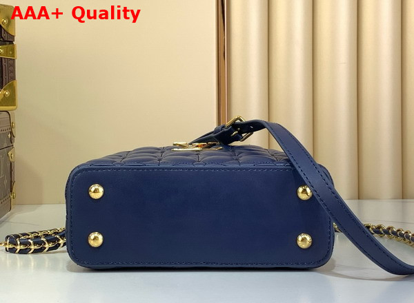 Louis Vuitton Capucines Mini Handbag in Navy Blue Lambskin Leather with Monogram Flowers Motif Replica