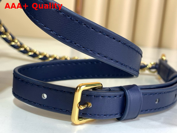 Louis Vuitton Capucines Mini Handbag in Navy Blue Lambskin Leather with Monogram Flowers Motif Replica
