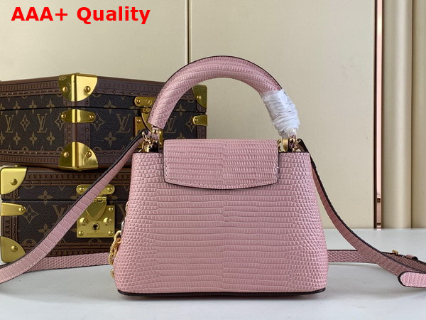 Louis Vuitton Capucines Mini Handbag in Pink Lizard Effect Cowhide Leather Replica