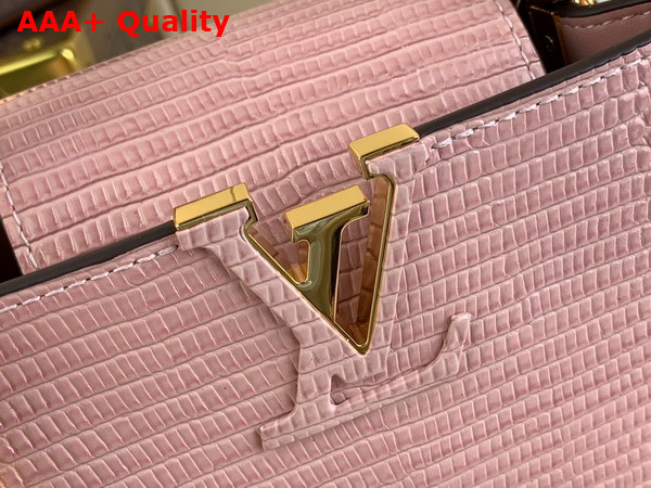 Louis Vuitton Capucines Mini Handbag in Pink Lizard Effect Cowhide Leather Replica