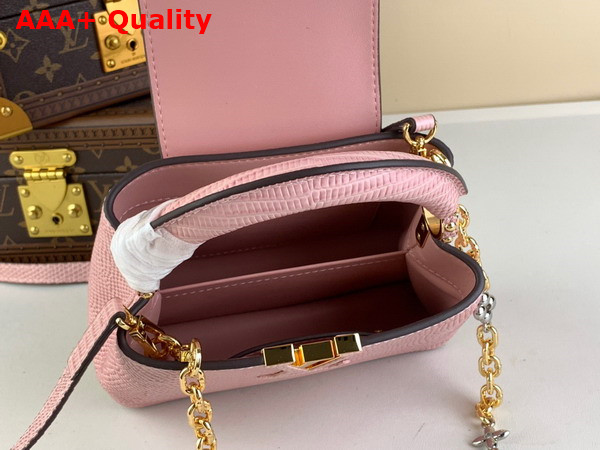 Louis Vuitton Capucines Mini Handbag in Pink Lizard Effect Cowhide Leather Replica