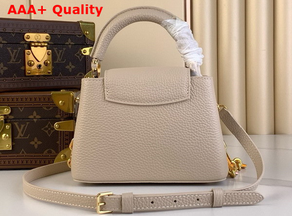 Louis Vuitton Capucines Mini Handbag in Quartz White Taurillon Leather The Links are Decorated with Jewel Like Enamel Replica