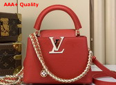 Louis Vuitton Capucines Mini Handbag in Rouge Orange Taurillon Leather with Hand Braided Chain M28691 Replica