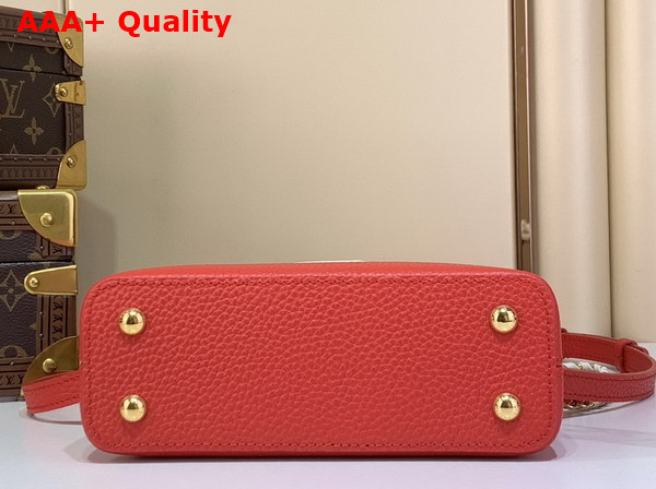 Louis Vuitton Capucines Mini Handbag in Rouge Orange Taurillon Leather with Hand Braided Chain M28691 Replica