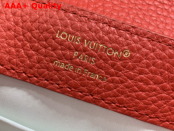 Louis Vuitton Capucines Mini Handbag in Rouge Orange Taurillon Leather with Hand Braided Chain M28691 Replica