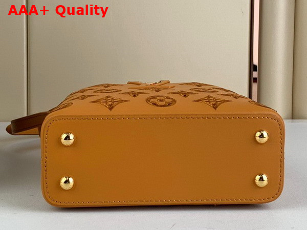Louis Vuitton Capucines Mini Handbag in Saffron Yellow Calfskin Perforated with the Monogram Pattern M22863 Replica