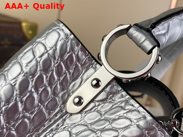 Louis Vuitton Capucines Mini Handbag in Silver Crocodilian Leather Replica