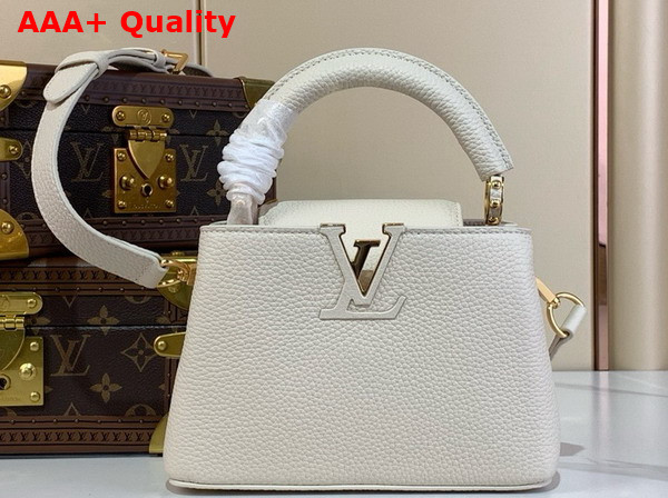 Louis Vuitton Capucines Mini Handbag in Snow Taurillon Leather M24733 Replica
