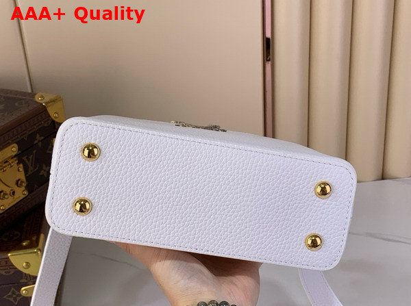 Louis Vuitton Capucines Mini Handbag in Snow White Taurillon Leather and Python Leather Trim N85515 Replica