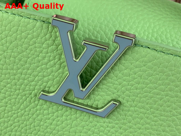 Louis Vuitton Capucines Mini Handbag in Spring Green Taurillon Leather Features a Joyfully Arty Enameled Chain M24683 Replica