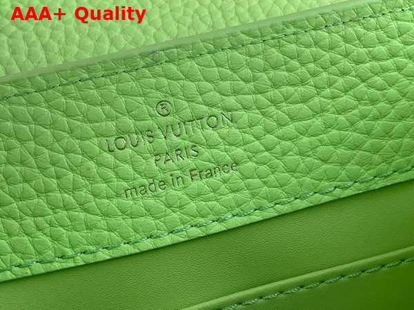 Louis Vuitton Capucines Mini Handbag in Spring Green Taurillon Leather Features a Joyfully Arty Enameled Chain M24683 Replica