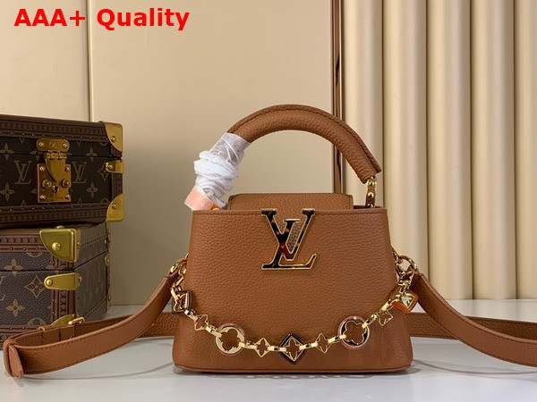 Louis Vuitton Capucines Mini Handbag in Tan Taurillon Leather Replica