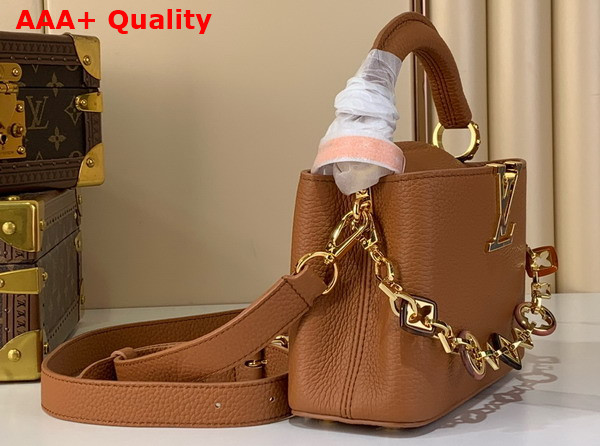 Louis Vuitton Capucines Mini Handbag in Tan Taurillon Leather Replica