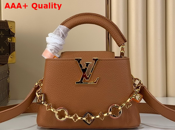Louis Vuitton Capucines Mini Handbag in Tan Taurillon Leather Replica