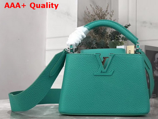Louis Vuitton Capucines Mini Handbag in Turquoise Taurillon Leather Replica