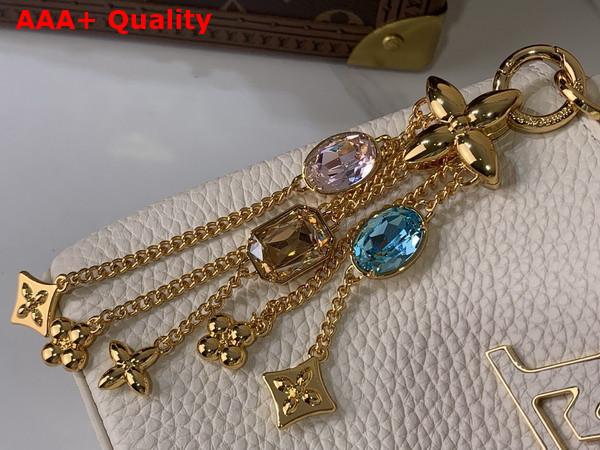 Louis Vuitton Capucines Mini Handbag in Vanille Taurillon Leather Embellished with Tonal LV Initials and a Decorative Stone Embellished Charm Replica