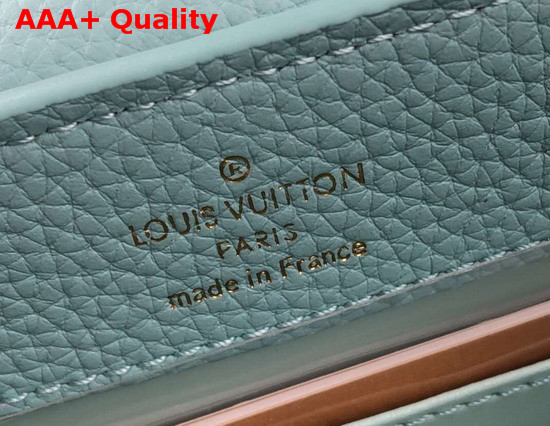 Louis Vuitton Capucines Mini Handbag in Vert dEau Green Taurillon Leather and Ayers Snakeskin Handle M55922 Replica