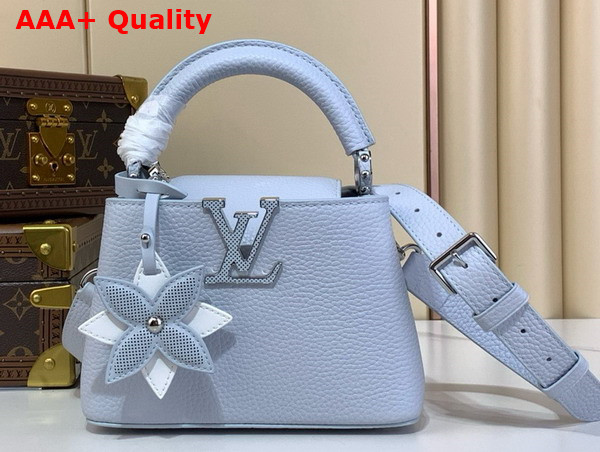 Louis Vuitton Capucines Mini Handbag in Washed Blue Taurillon Leather Replica
