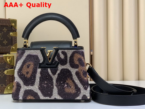 Louis Vuitton Capucines Mini Handbag in White Calfskin Leather Covered by Strass M13335 Replica
