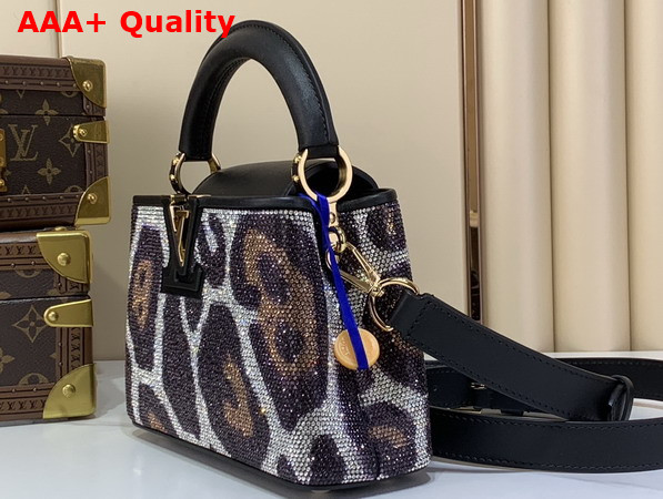 Louis Vuitton Capucines Mini Handbag in White Calfskin Leather Covered by Strass M13335 Replica