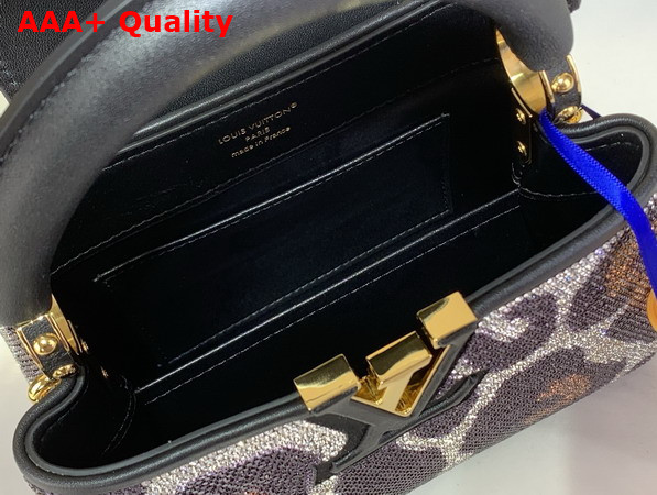 Louis Vuitton Capucines Mini Handbag in White Calfskin Leather Covered by Strass M13335 Replica