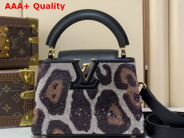 Louis Vuitton Capucines Mini Handbag in White Calfskin Leather Covered by Strass M13335 Replica