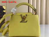 Louis Vuitton Capucines Mini Handbag in Yellow Taurillon Leather with Lizard Details Replica