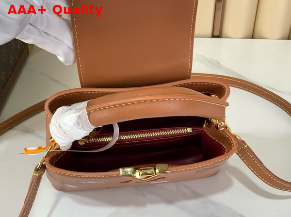 Louis Vuitton Capucines Mini Handbag in a Timeless Tan Colorway Playfully Detailed with Hand Drawn Cat Illustrations Replica