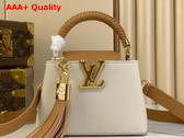 Louis Vuitton Capucines Mini Handbag with a Removable Tassel Charm Cream Arizona Beige Taurillon Leather Replica