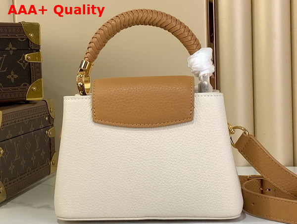 Louis Vuitton Capucines Mini Handbag with a Removable Tassel Charm Cream Arizona Beige Taurillon Leather Replica