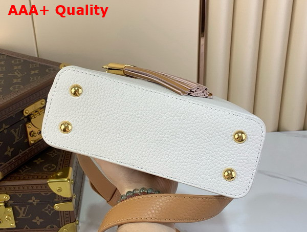 Louis Vuitton Capucines Mini Handbag with a Removable Tassel Charm Cream Arizona Beige Taurillon Leather Replica