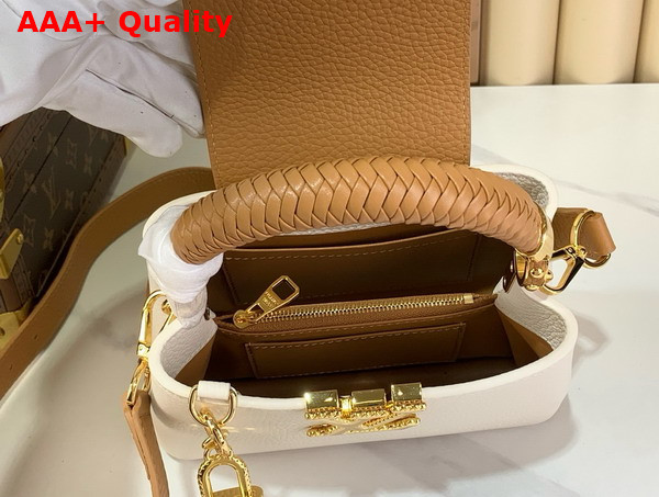 Louis Vuitton Capucines Mini Handbag with a Removable Tassel Charm Cream Arizona Beige Taurillon Leather Replica