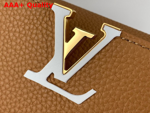 Louis Vuitton Capucines Mini Handbags in Hazelnut Brown Taurillon Leather with Multicolored Chain Replica