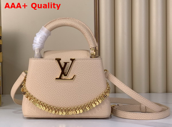 Louis Vuitton Capucines Mini Hazelnut Taurillon Leather with Decorative Chain Replica
