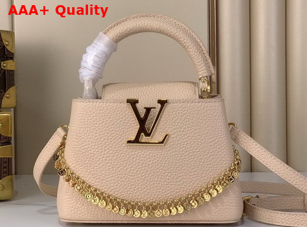Louis Vuitton Capucines Mini Hazelnut Taurillon Leather with Decorative Chain Replica