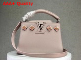 Louis Vuitton Capucines Mini Pink Taurillon Skin with Flowers in Satin Leather and Beads M54336 Replica
