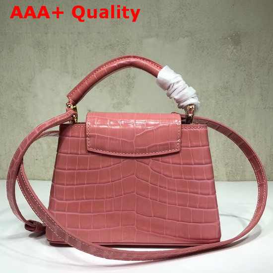 Louis Vuitton Capucines Mini Rose Tourmaline Alligator Leather N95003 Replica